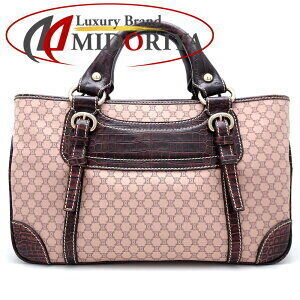 Celine Boogie Bag handbag macadam canvas Crocodile leather pink brown tones